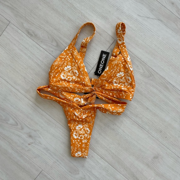 oneone Other - NWT oneone swim bikini orange floral M/L